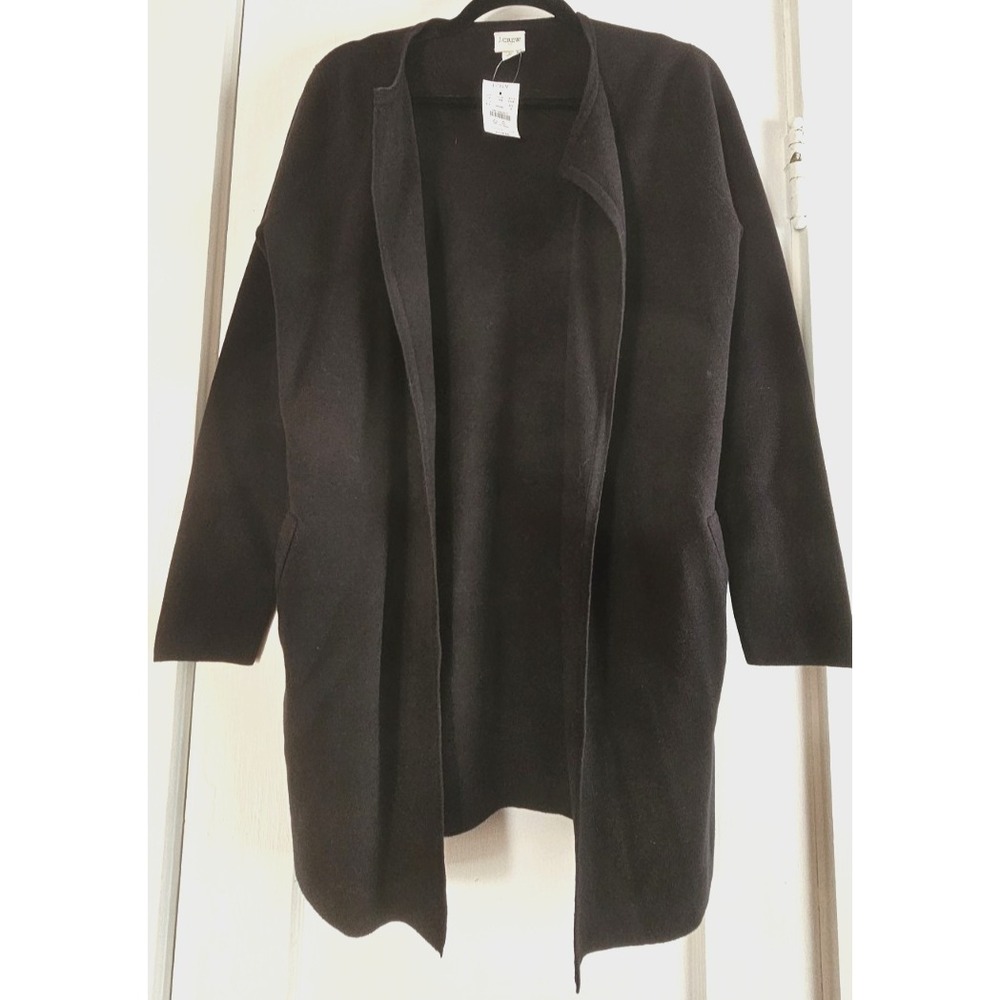 NWT J.CREW black open front sweater cardigan jacket woman Sz S 100% cotton
